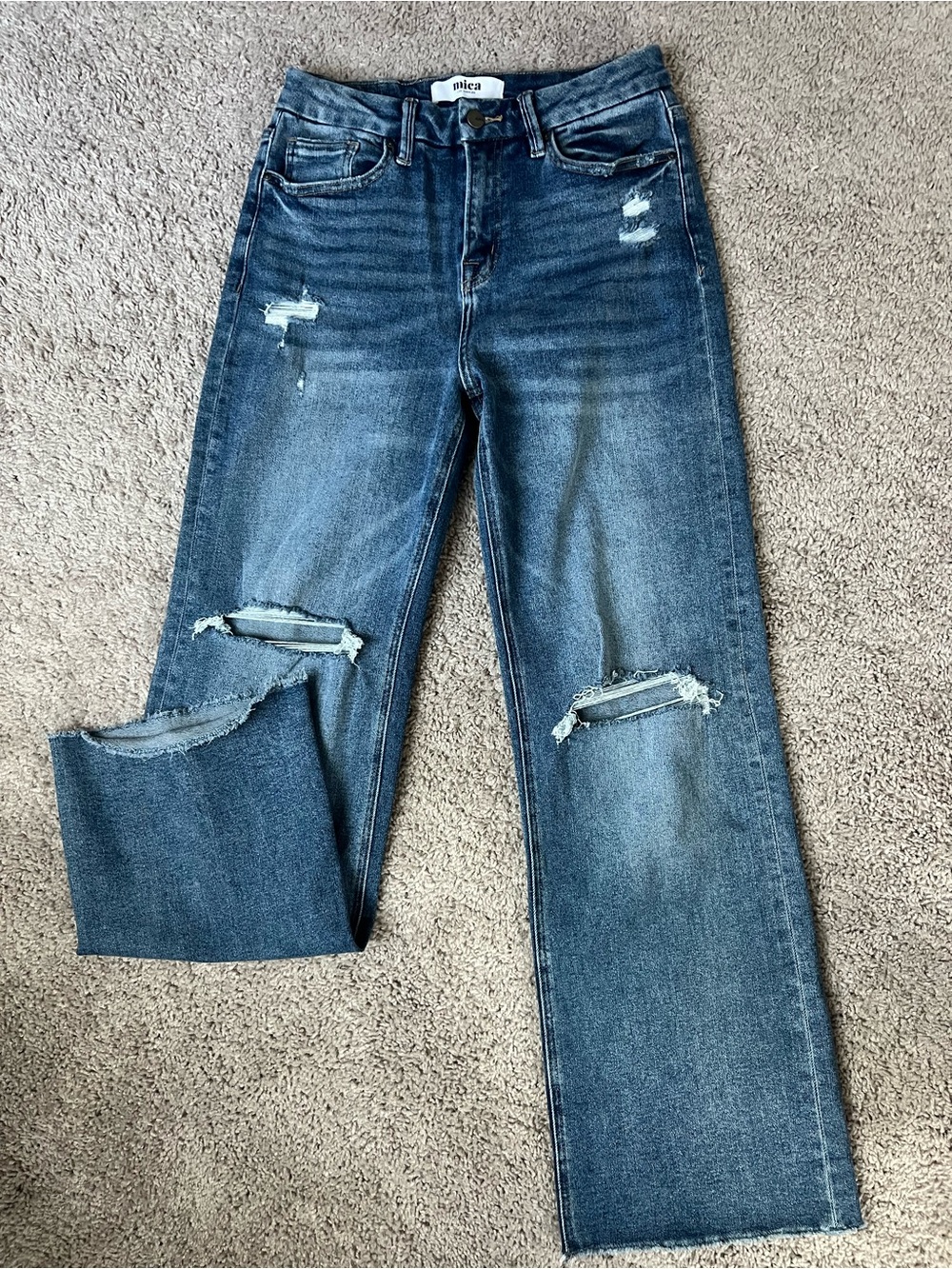 NWOT (attached) Mica | Women's High-Rise Distressed Wide-Leg Jeans - Blue